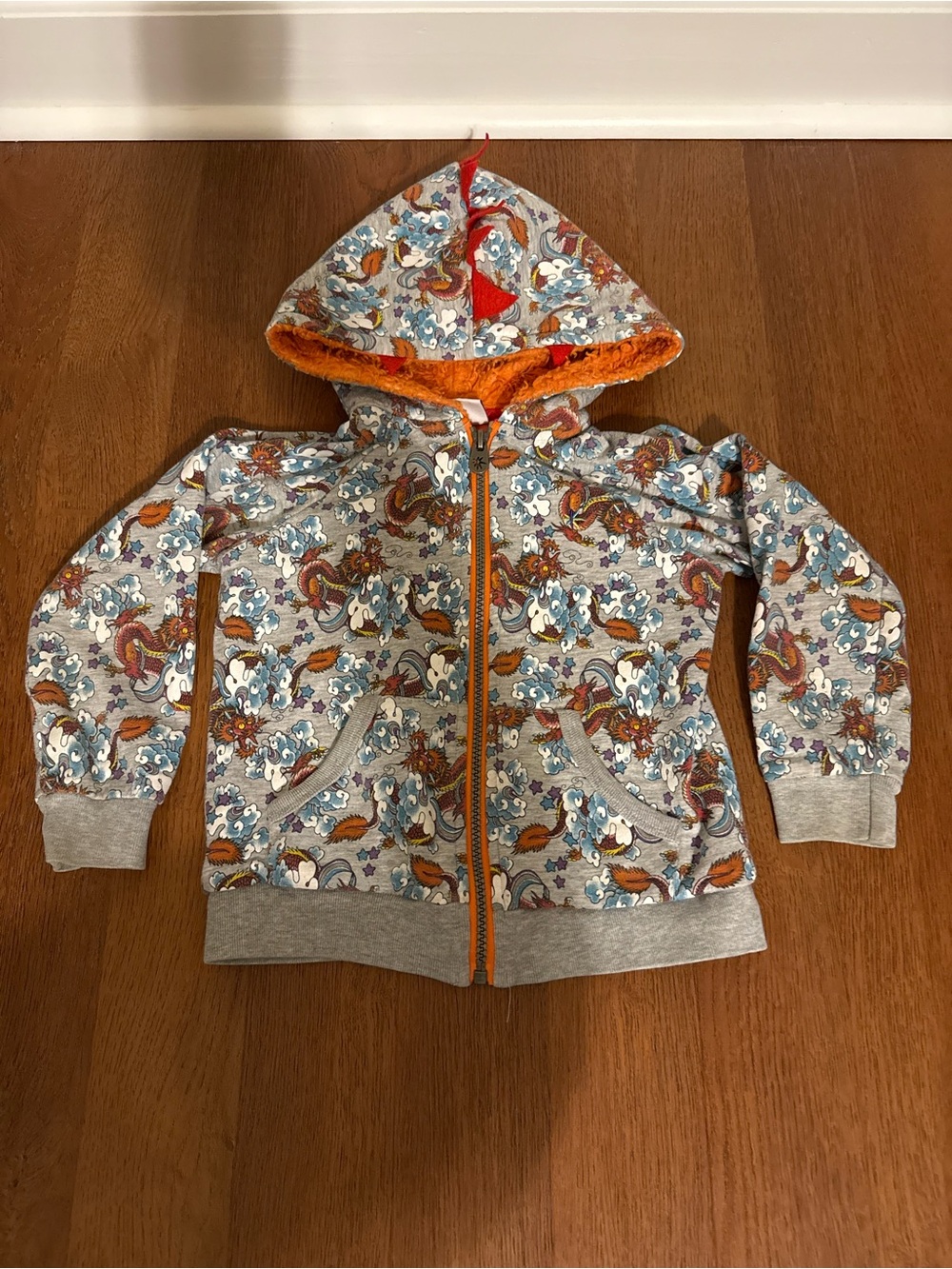 Truly Scrumptious by Heidi Klum Gray Dragon Print Zip-Up Hoodie - Size 4T